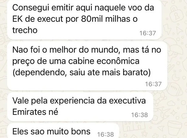 Depoimento Executiva Emirates 80k
